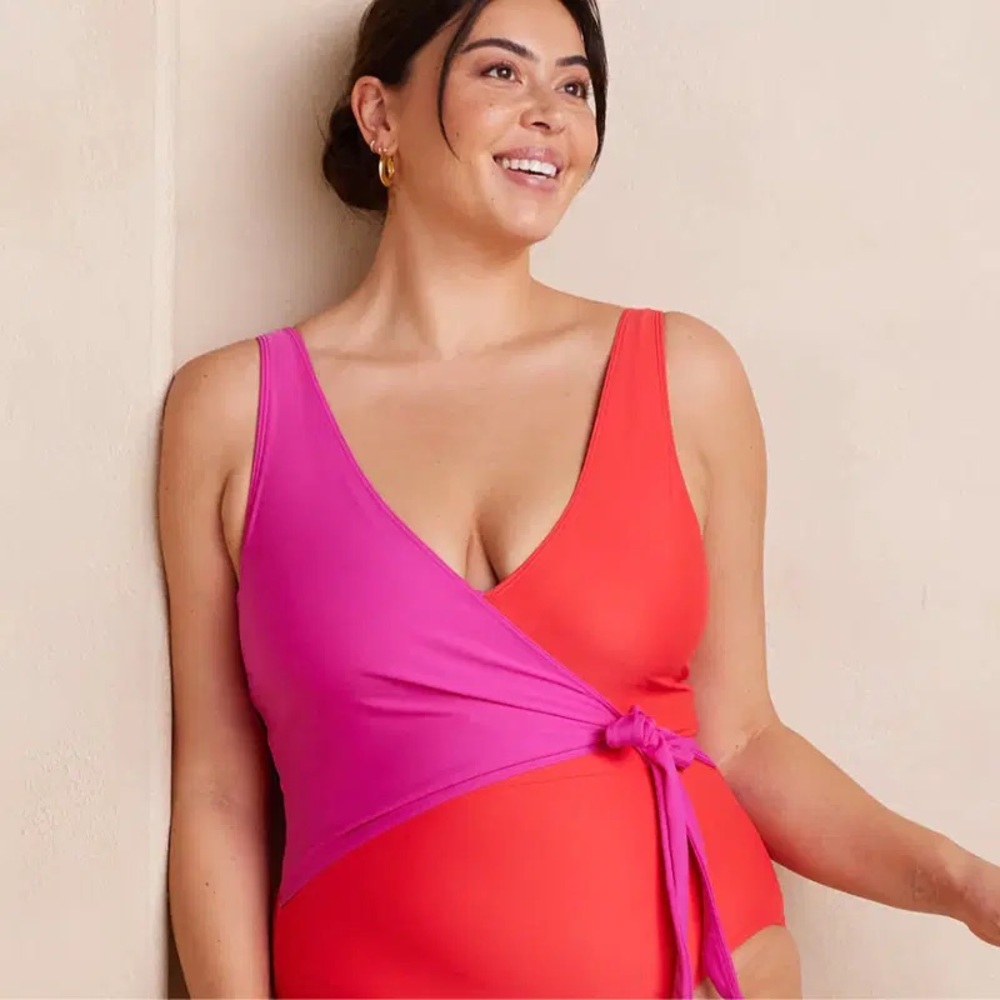 Summersalt pink and red wrap one piece